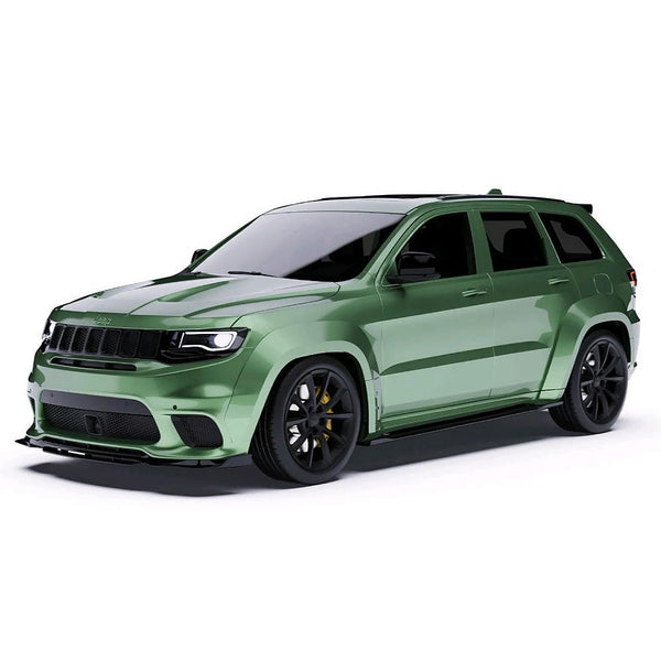 Jeep Grand Cherokee SRT and Trackhawk carbon fiber widebody kit, front three-quarter view, rendering shown in body color